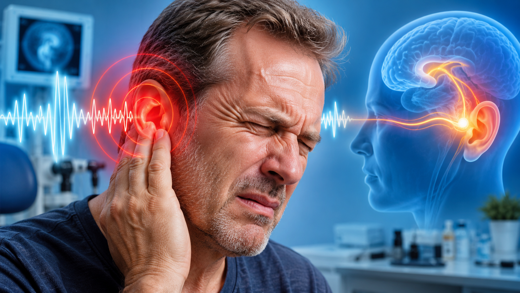 Most Successful Treatment for Tinnitus showing a person with ringing in the ears.