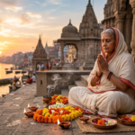 The power of prayer in Hinduism during morning worship at a Hindu temple