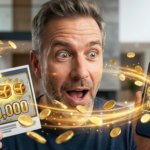 A person checking a digital scratch card while wondering if scratch cards can really make money in 2026.