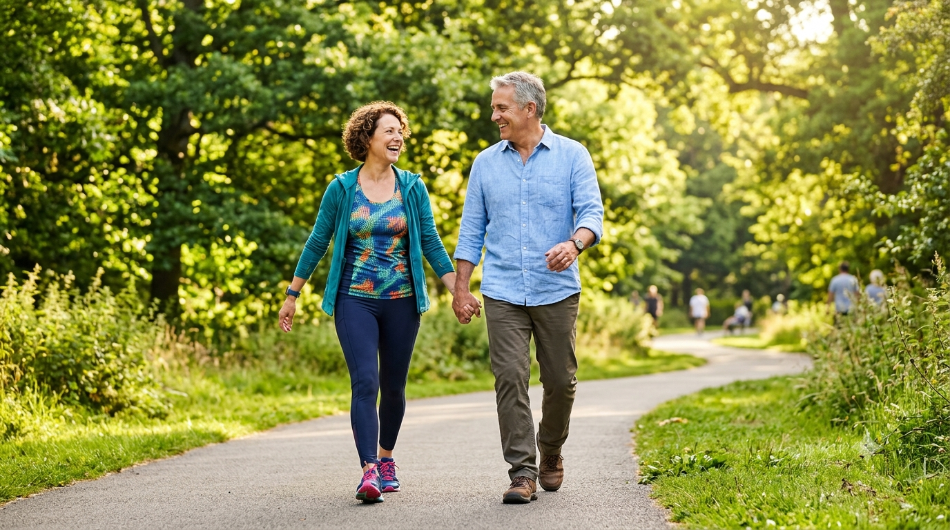 JointVive Review 2026 – happy active couple in their 50s walking freely in park showing improved joint mobility and comfort