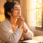 Person praying calmly at home - Infinite Wealth Prayer legit review